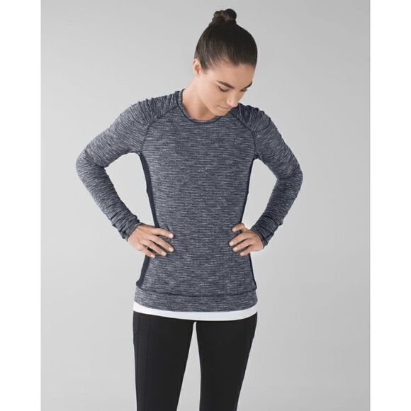 lululemon athletica Tops - Lululemon Think Fast Long Sleeve Coco Pique Black / Black size 6 thumbholes